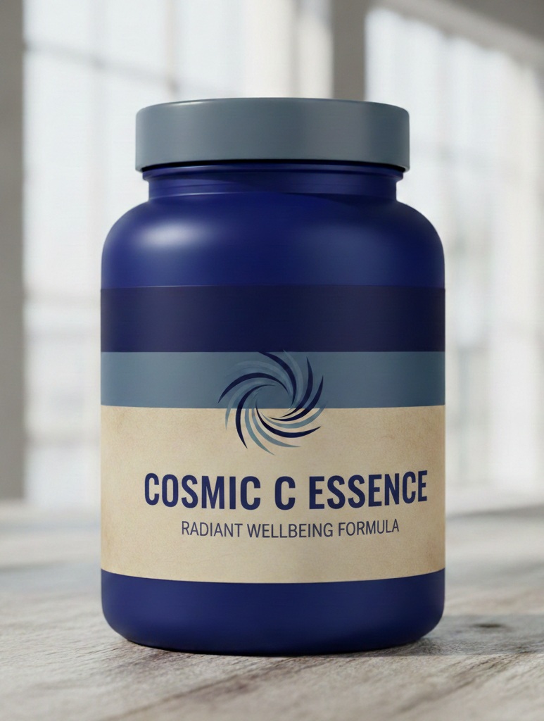 Bottle of Cosmic C Essence on a neutral background